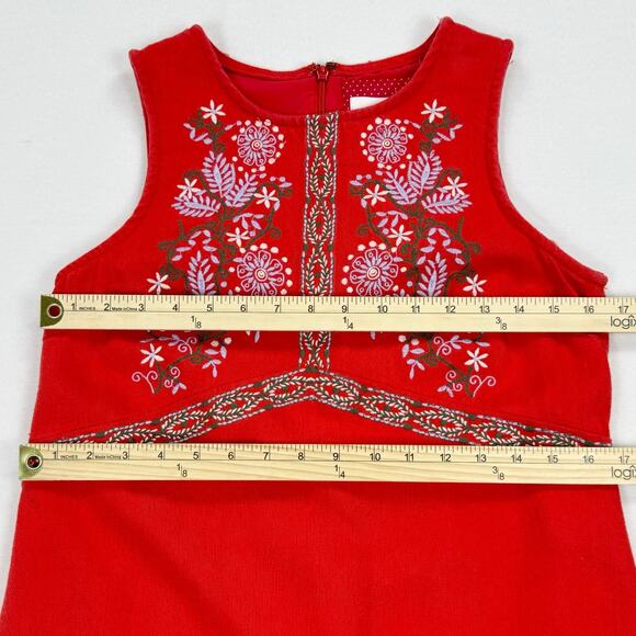 Anthropologie Womens Aiko Embroidered Shift Dress Size 0  Red Linen Blend - Picture 15 of 16